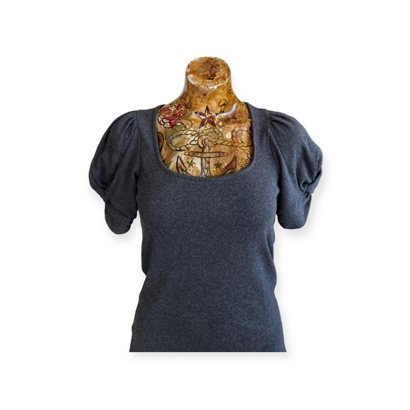 LOFT Outlet top petite small gray short sleeve - Picture 2 of 7